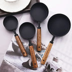 Measuring Cup & Spoon Set Engraved Markings Wood Handles
