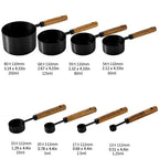 Measuring Cup & Spoon Set Engraved Markings Wood Handles