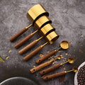 Measuring Spoon Set 8-Piece Stainless Steel Wooden Handles Nesting