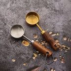 Measuring Spoon Set 8-Piece Stainless Steel Wooden Handles Nesting