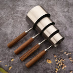 Measuring Spoon Set 8-Piece Stainless Steel Wooden Handles Nesting