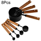 Measuring Spoon Set 8-Piece Stainless Steel Wooden Handles Nesting
