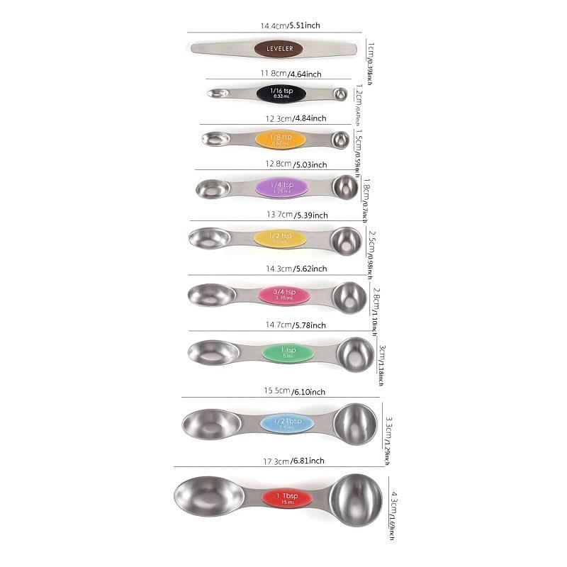 Measuring Spoon Set Stainless Steel Magnetic Stacking & Double-Sided