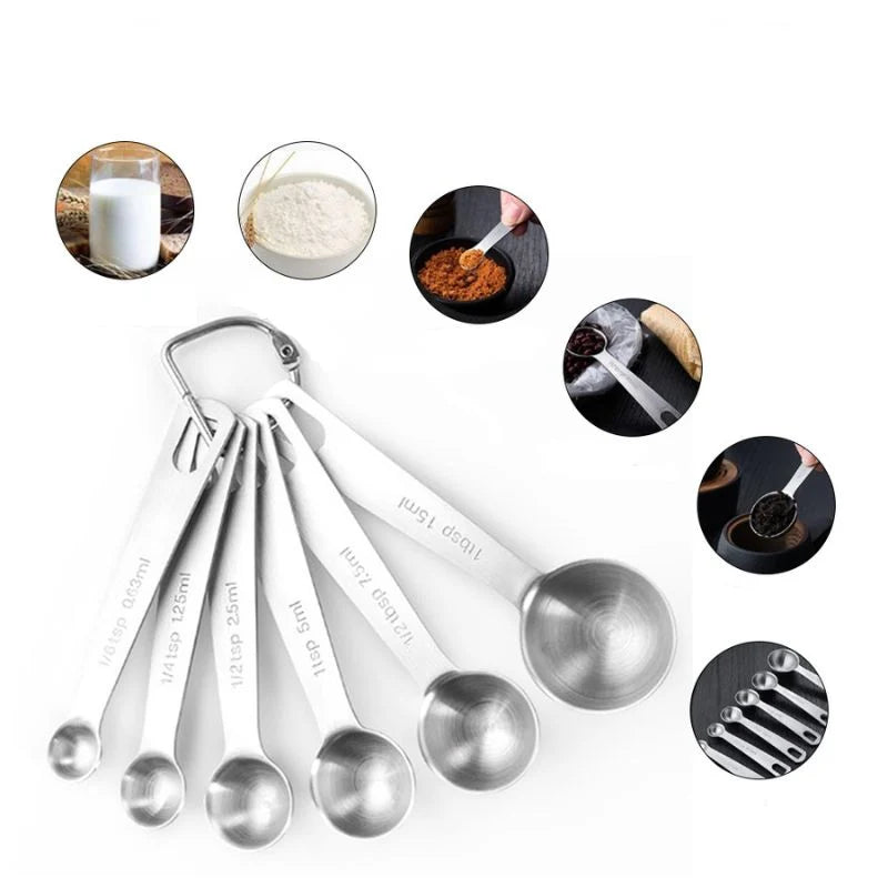 Measuring Spoons Stainless Steel Engraved Measurements 6-Piece