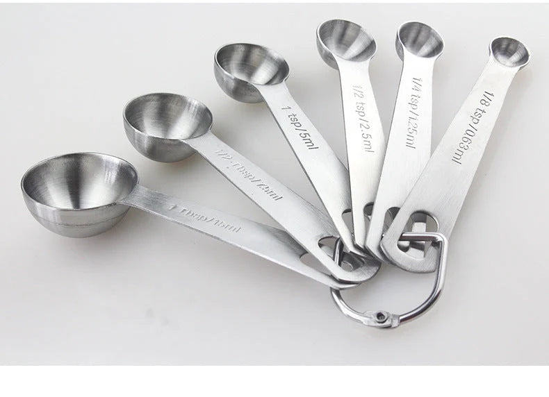 Measuring Spoons Stainless Steel Engraved Measurements 6-Piece