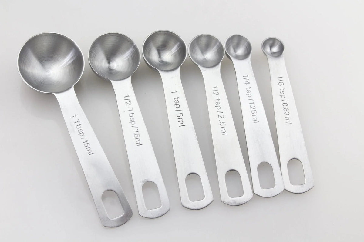 Measuring Spoons Stainless Steel Engraved Measurements 6-Piece