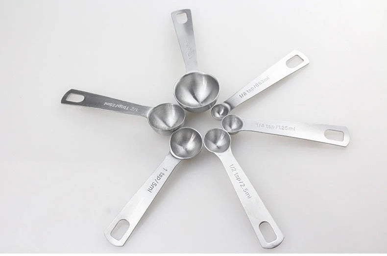 Measuring Spoons Stainless Steel Engraved Measurements 6-Piece