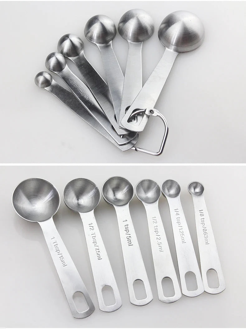 Measuring Spoons Stainless Steel Engraved Measurements 6-Piece