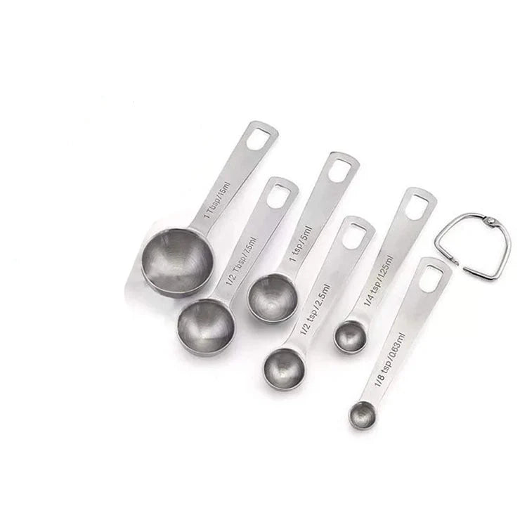Measuring Spoons Stainless Steel Engraved Measurements 6-Piece
