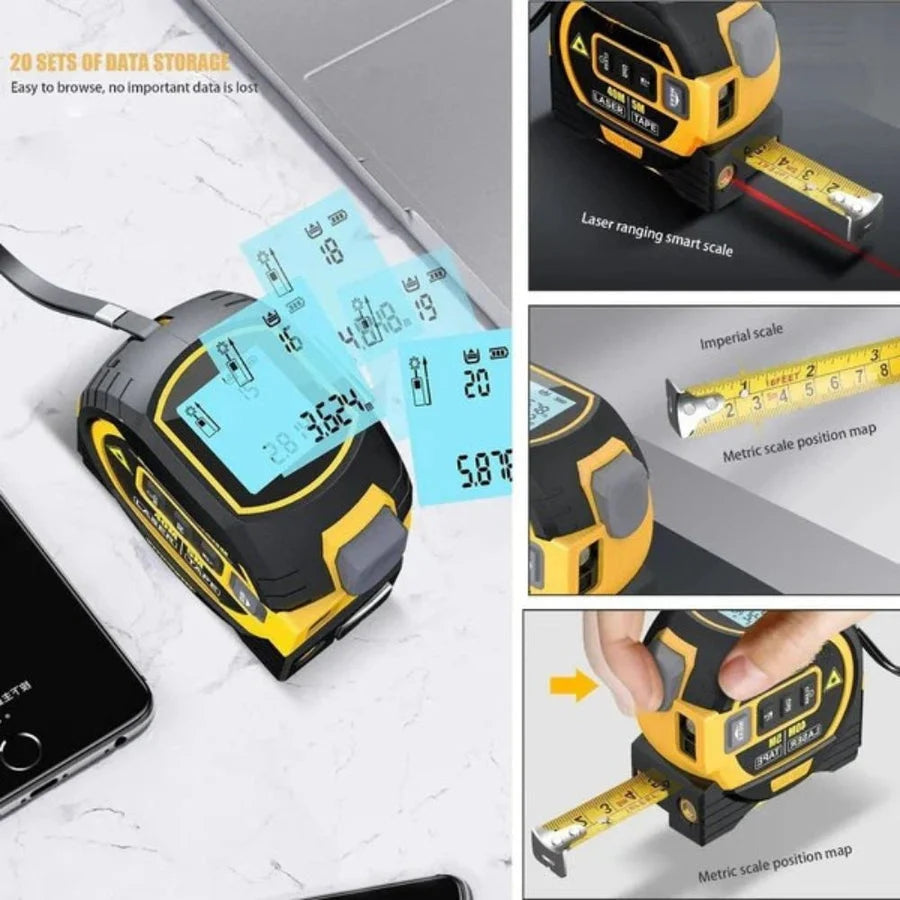 Measuring Tape 3-in-1 Laser Rangefinder Backlit LCD