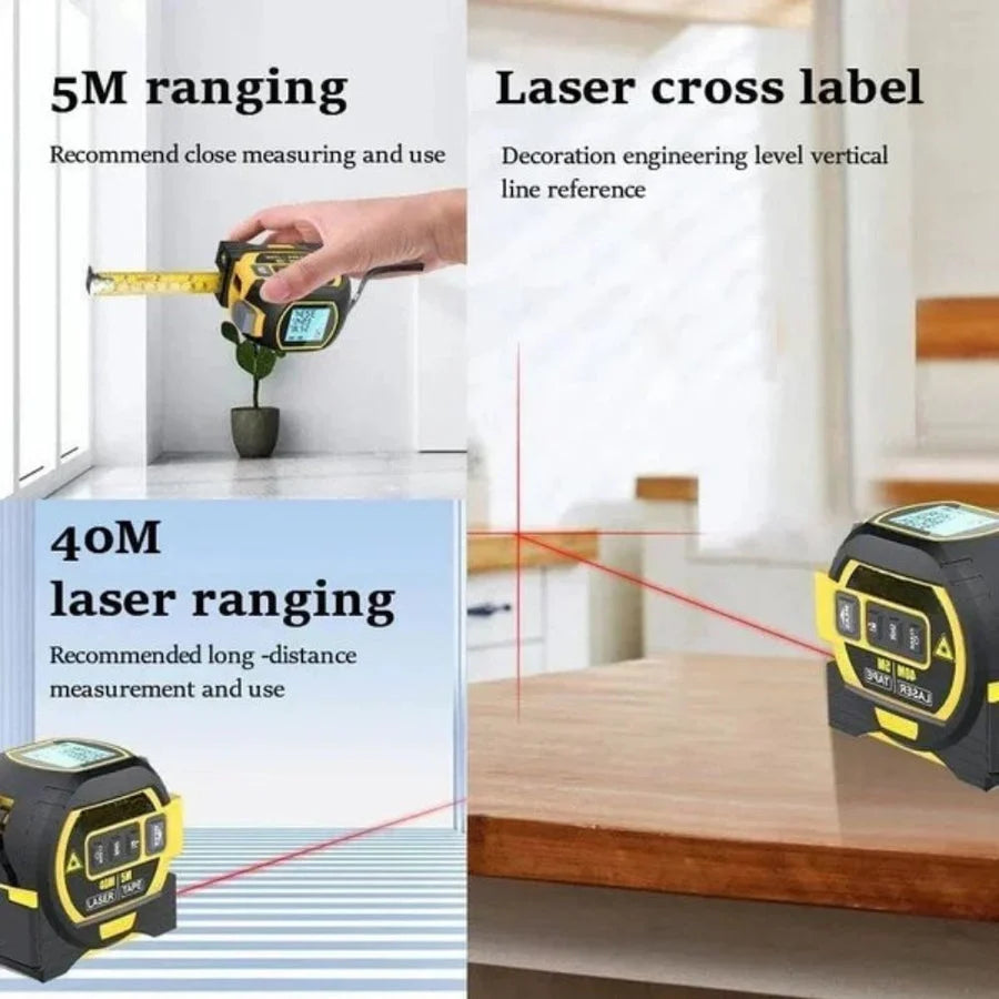 Measuring Tape 3-in-1 Laser Rangefinder Backlit LCD