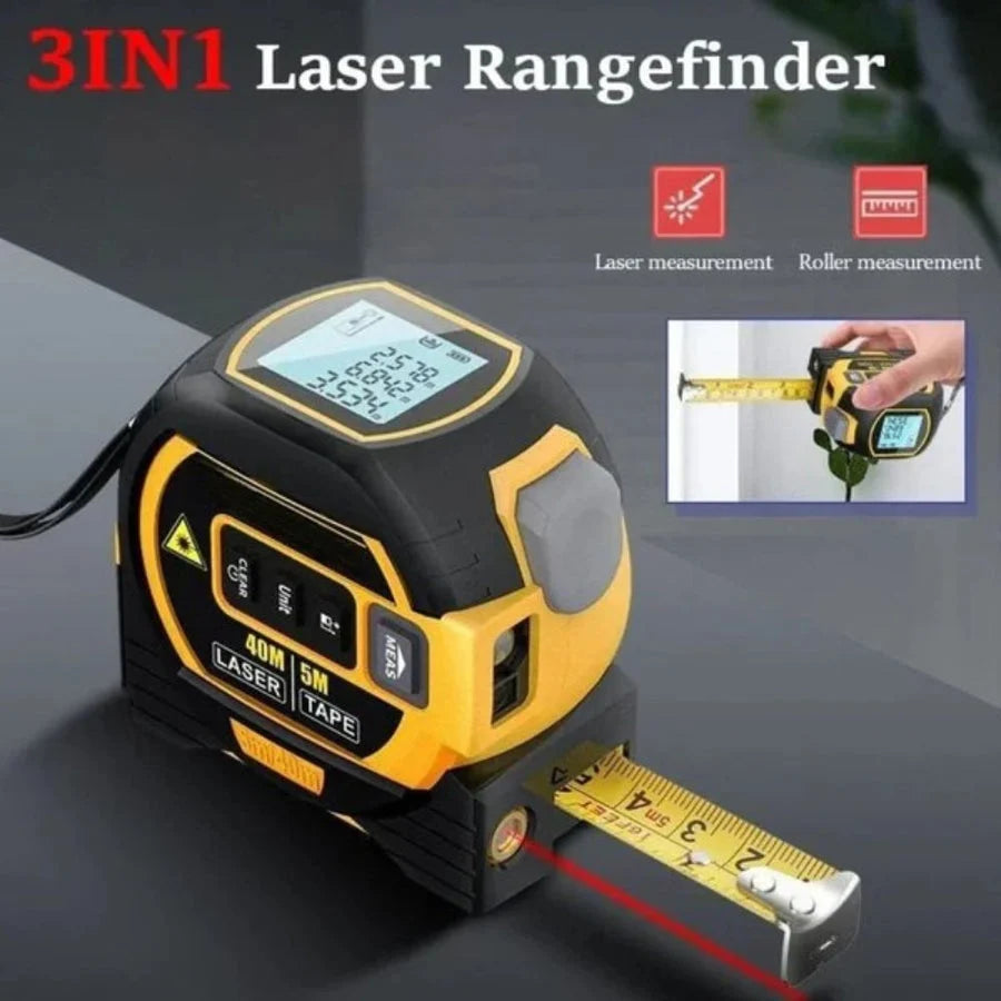 Measuring Tape 3-in-1 Laser Rangefinder Backlit LCD
