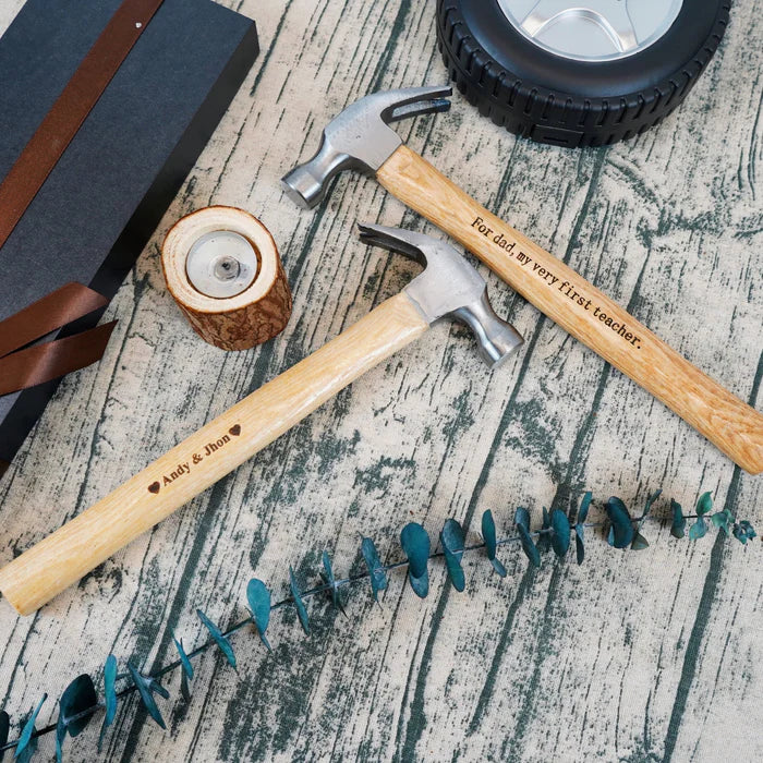 Measuring Tape & Hammer Set Laser Engraved Wood Handle