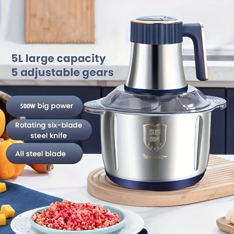 Meat Grinder Stainless Steel 5000 RPM 6-Blade 5 Liter