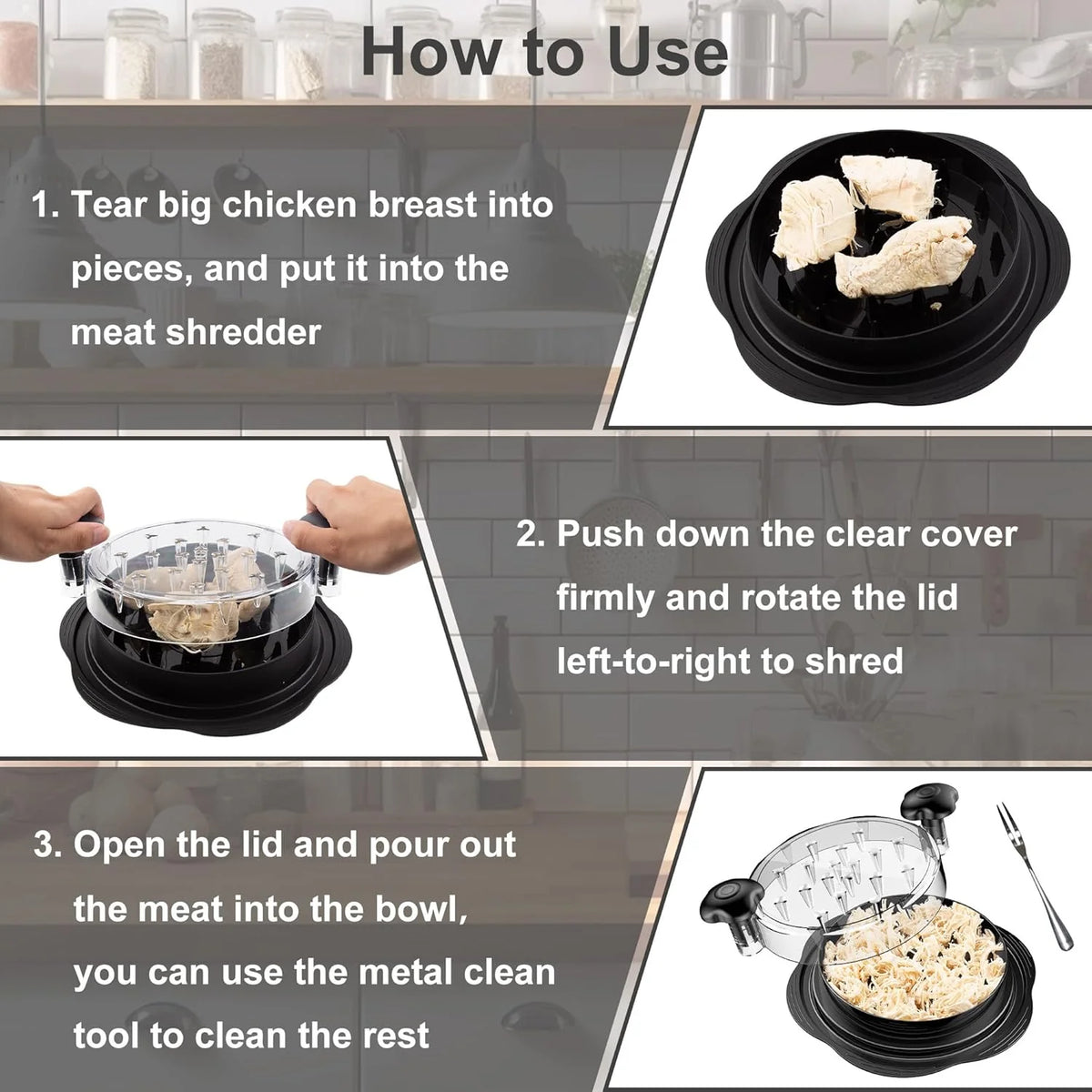 Meat Shredder Ergonomic Handle & Non-Slip Grip BPA-Free
