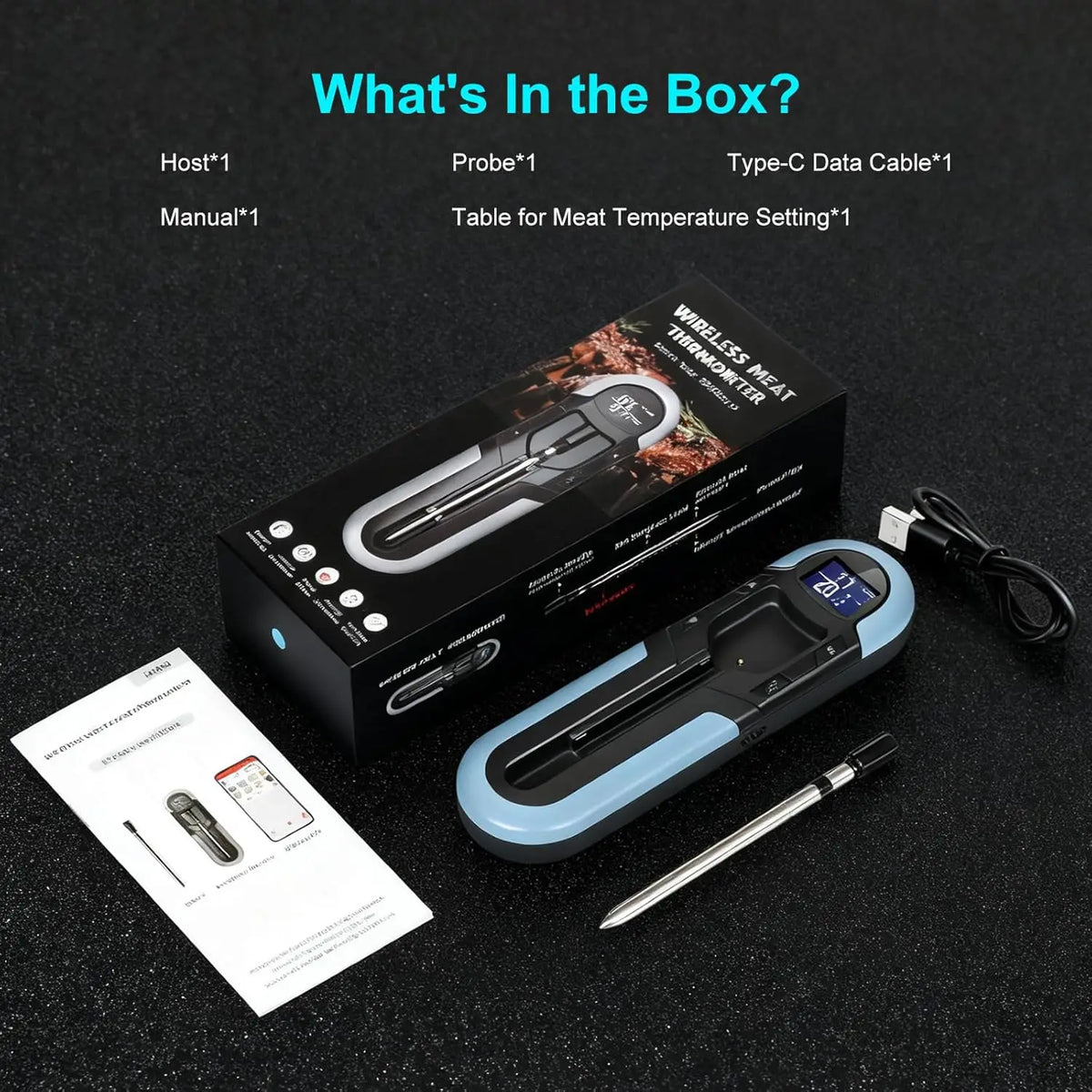 Meat Thermometer Bluetooth Dual Probe Water-Resistant