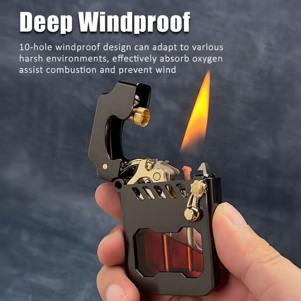 Mechanical Lighter Windproof Gear-Driven Metal Housing