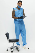 Medical Scrub Costume Set V-Neck Top & Loose-Fit Pants