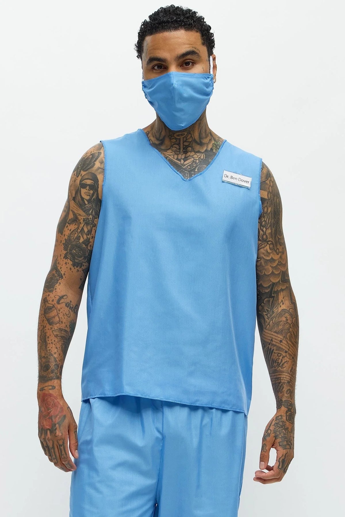 Medical Scrub Costume Set V-Neck Top & Loose-Fit Pants