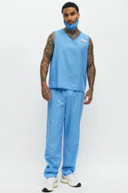 Medical Scrub Costume Set V-Neck Top & Loose-Fit Pants