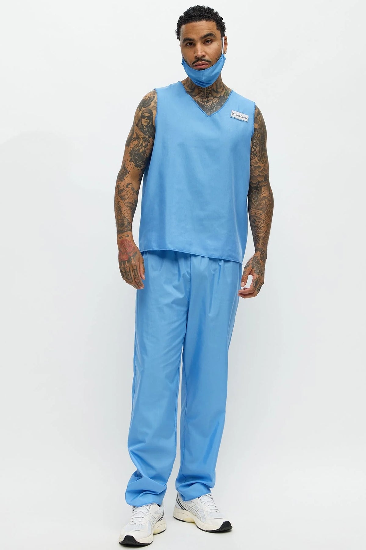 Medical Scrub Costume Set V-Neck Top & Loose-Fit Pants
