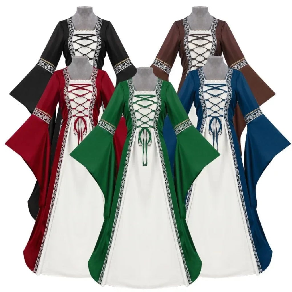 Medieval Dress Lace-Up Long Sleeve