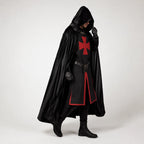 Medieval Knight Costume Hooded Tunic & Velvet Cape Textured Fabric