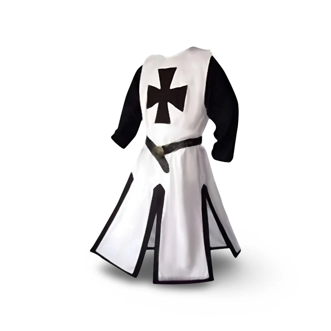 Medieval Knight Costume Hooded Tunic & Velvet Cape Textured Fabric