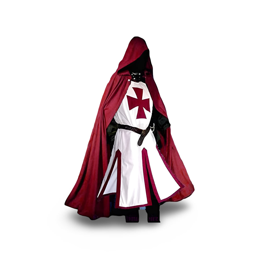 Medieval Knight Costume Tunic & Cloak Cross Emblem
