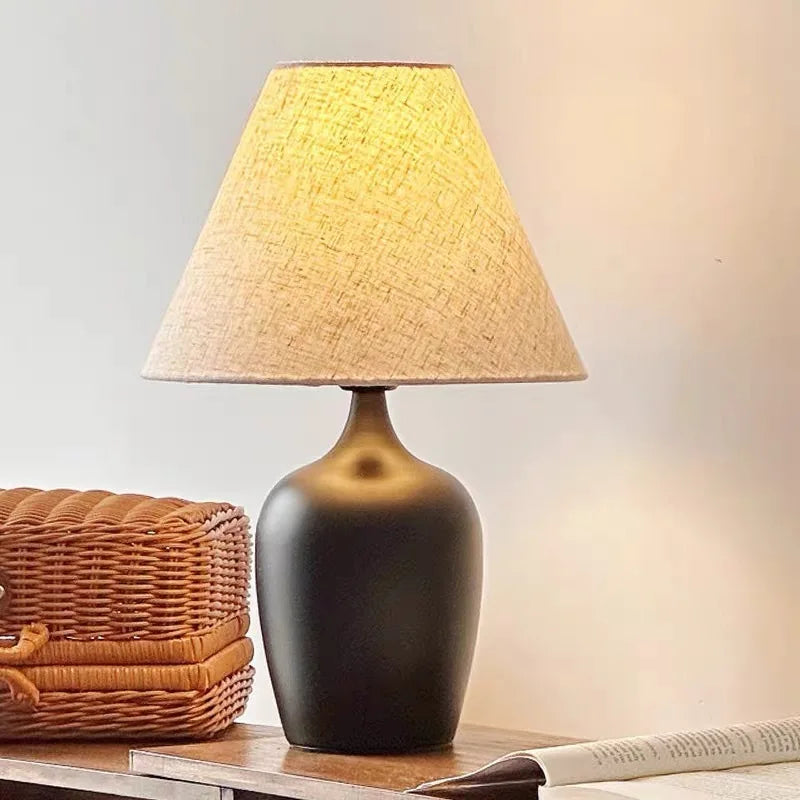 Meiping-Inspired Dimmable Linen Shade Table Lamp