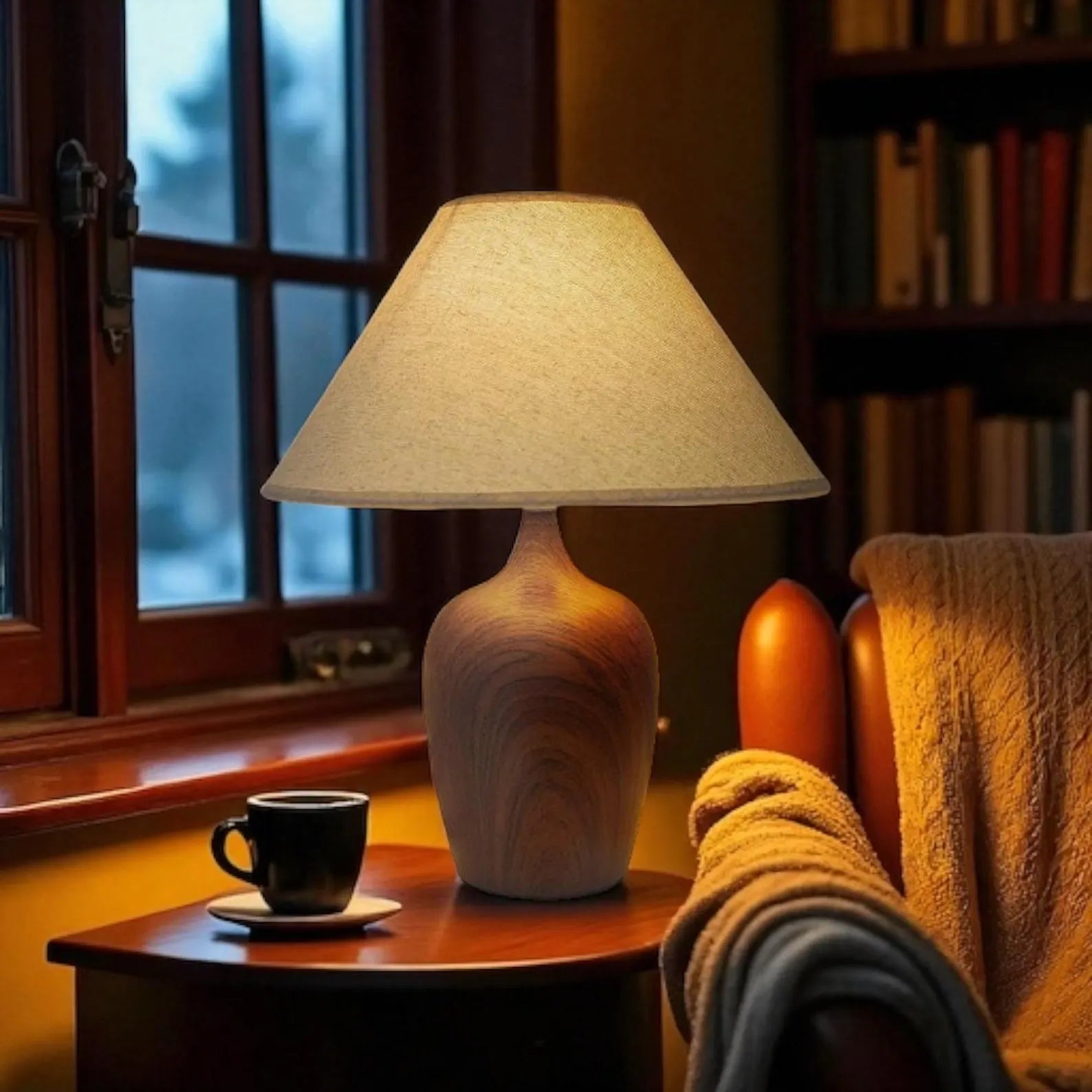 Meiping-Inspired Dimmable Linen Shade Table Lamp