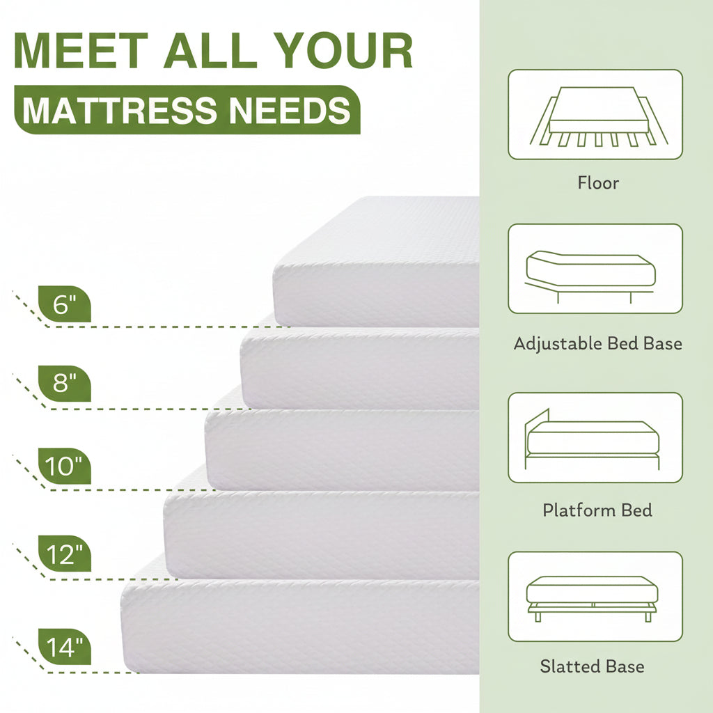 Memory Foam Mattress Twin Adaptive Support & Quilted Cover