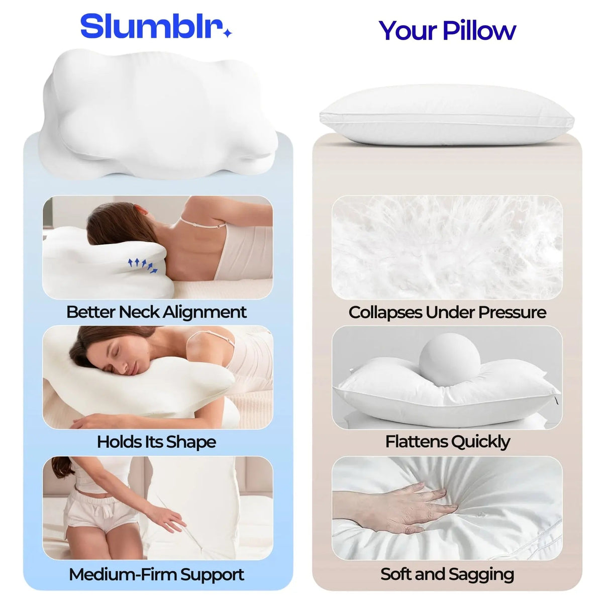Memory Foam Pillow Adjustable Fill & Dual Height