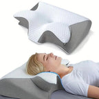 Memory Foam Pillow Ergonomic Butterfly Shape Breathable Cover