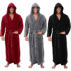 Men's Bathrobe Thick Plush Hooded Machine Washable