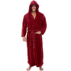 Men's Bathrobe Thick Plush Hooded Machine Washable