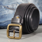 Men's Belt Handcrafted Cowhide Leather & Solid Brass Buckle
