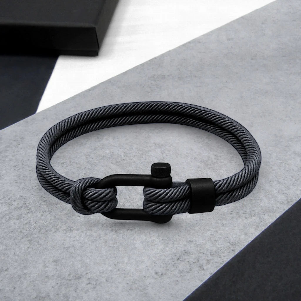 Men's Bracelet Double-Strand Twill Nylon D-Shackle Gift Boxed
