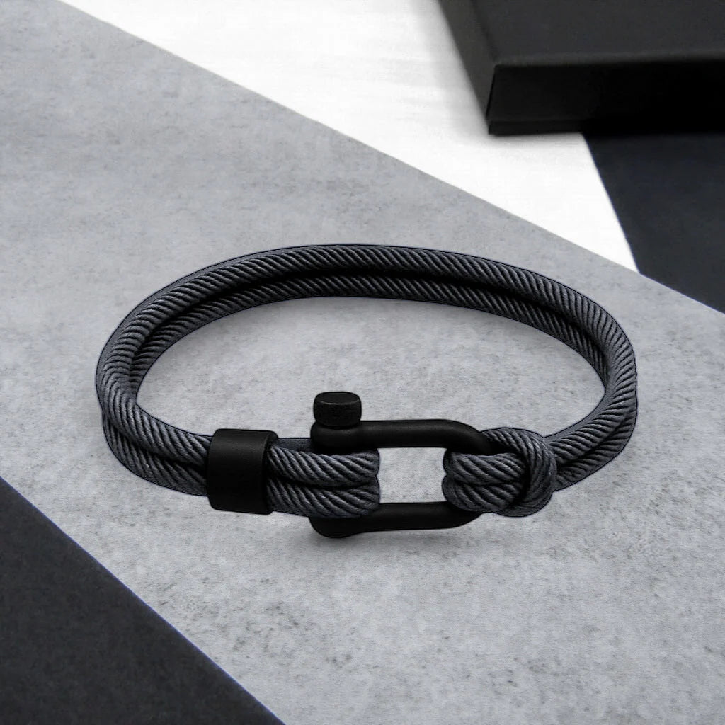 Men's Bracelet Double-Strand Twill Nylon D-Shackle Gift Boxed