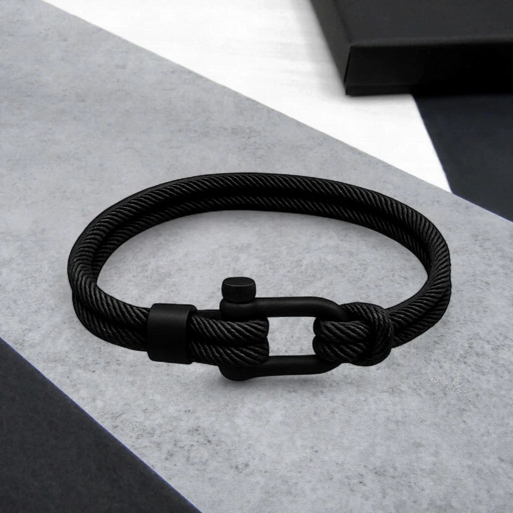 Men's Bracelet Double-Strand Twill Nylon D-Shackle Gift Boxed