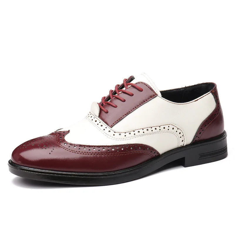 Men's Brogue Shoes Two-Tone Leather & Comfortable Sole