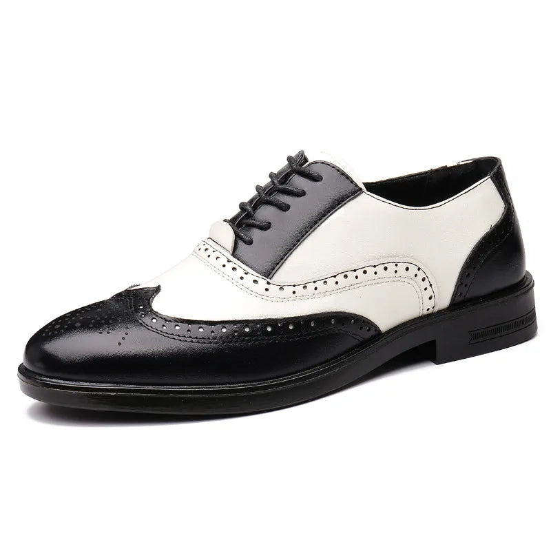 Men's Brogue Shoes Two-Tone Leather & Comfortable Sole