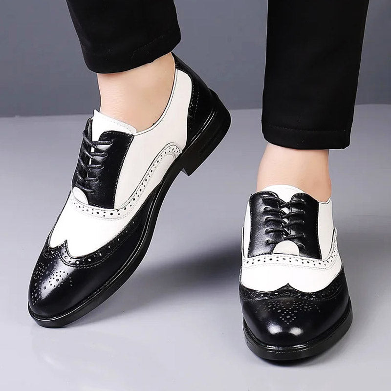 Men's Brogue Shoes Two-Tone Leather & Comfortable Sole
