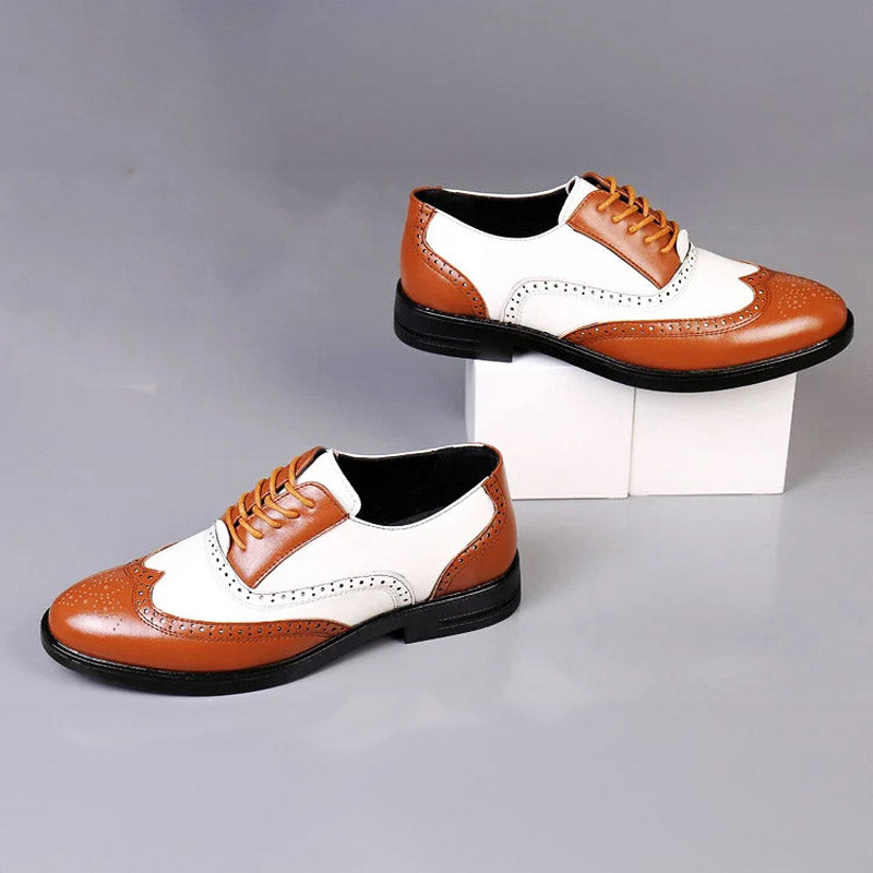 Men's Brogue Shoes Two-Tone Leather & Comfortable Sole