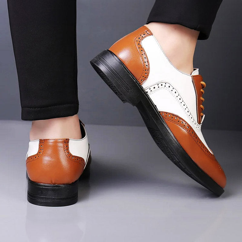 Men's Brogue Shoes Two-Tone Leather & Comfortable Sole