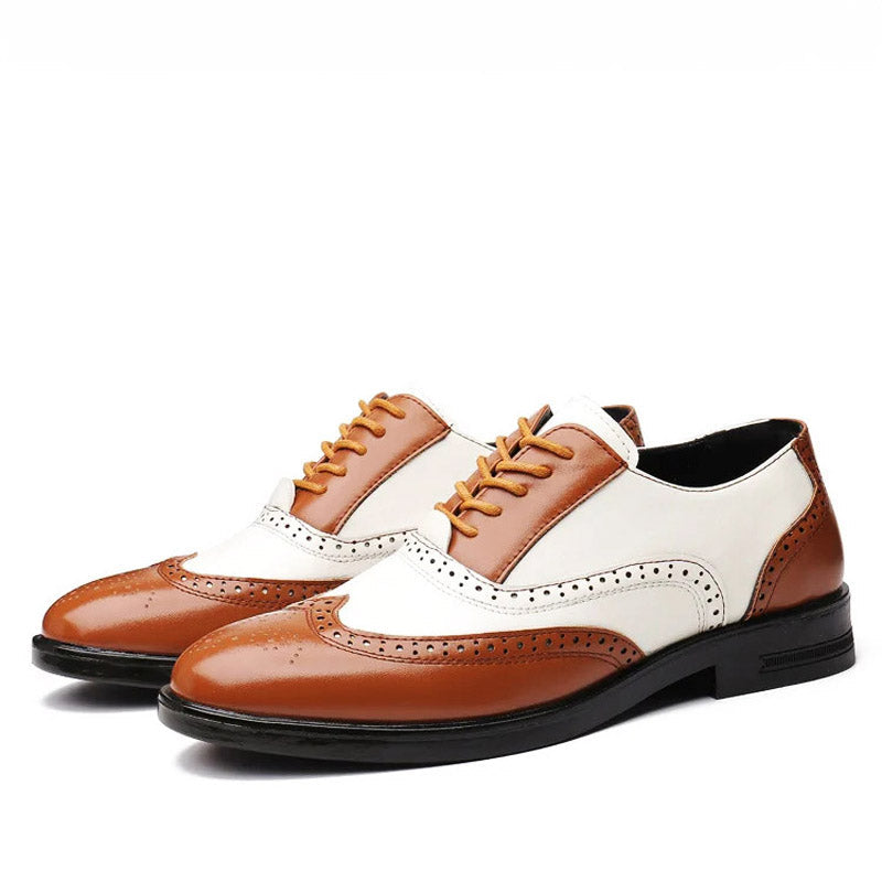 Men's Brogue Shoes Two-Tone Leather & Comfortable Sole