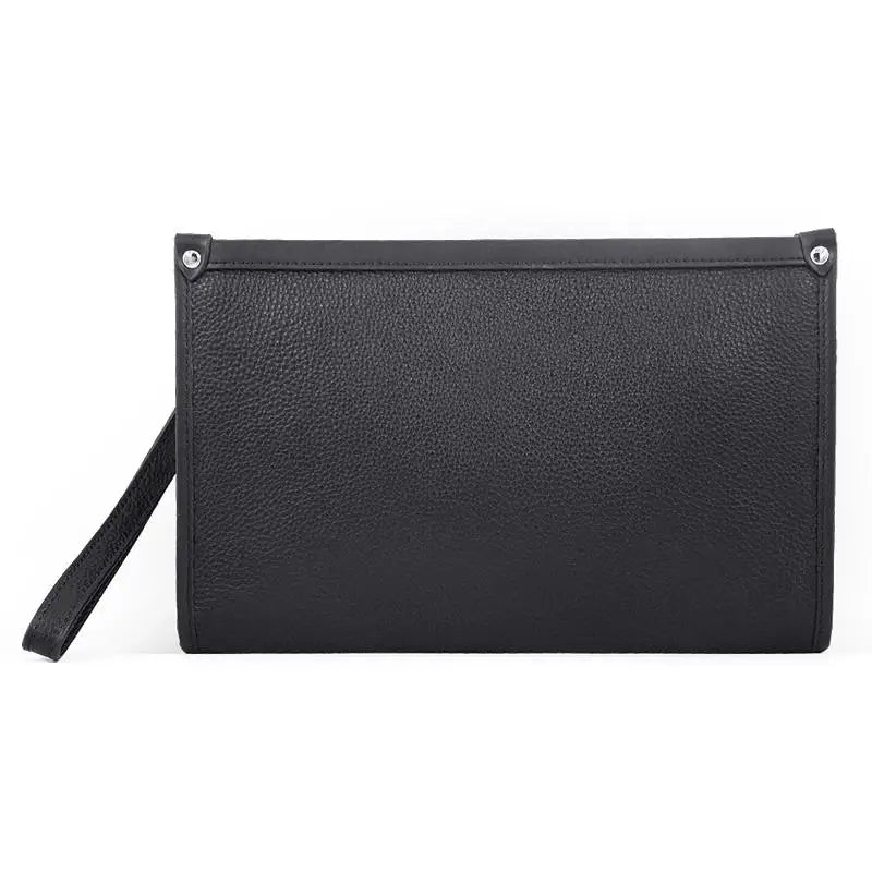 Men's Business Clutch Fingerprint Lock Genuine Cowhide Leather