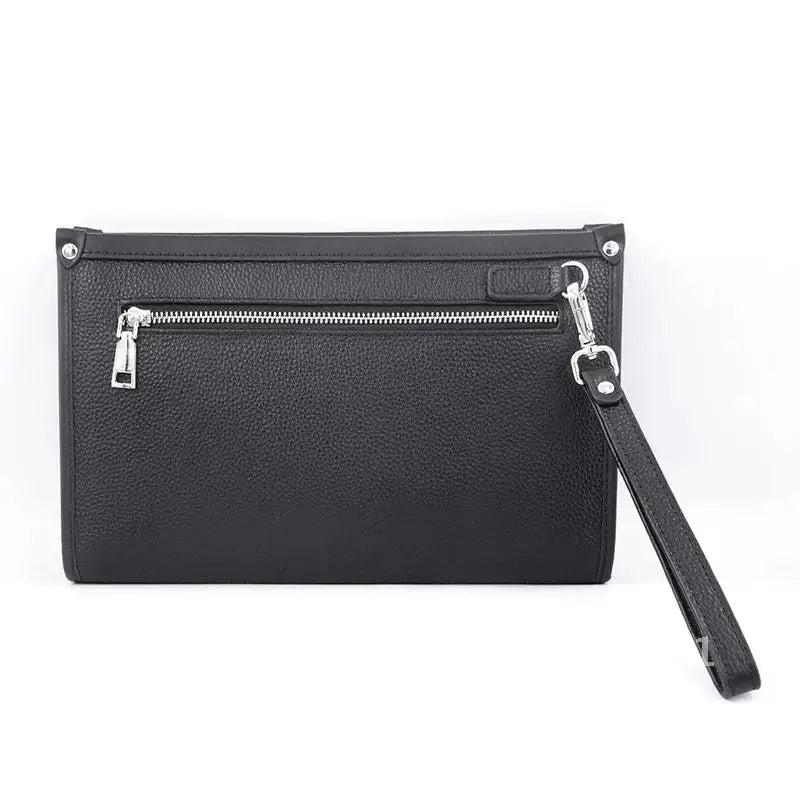 Men's Business Clutch Fingerprint Lock Genuine Cowhide Leather