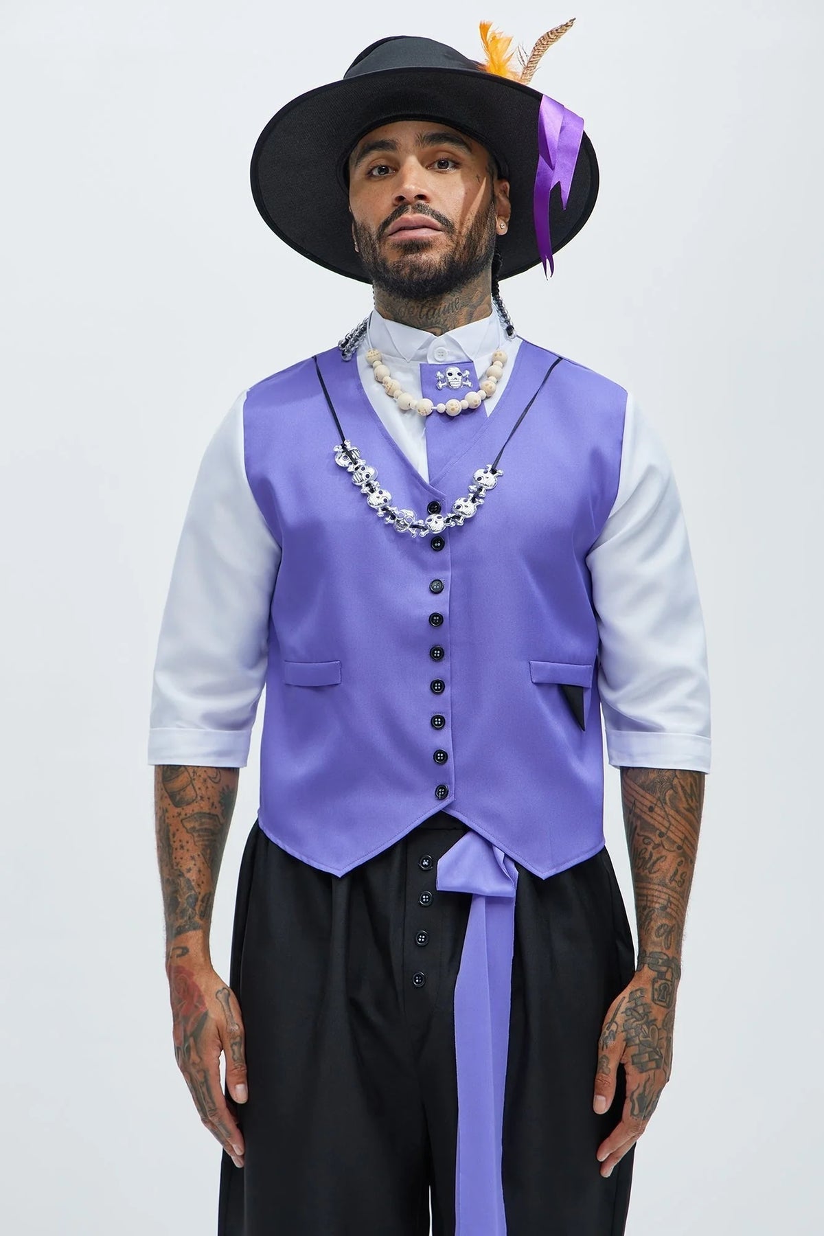 Men's Ceremonial Costume Purple Coordinated Set Breathable