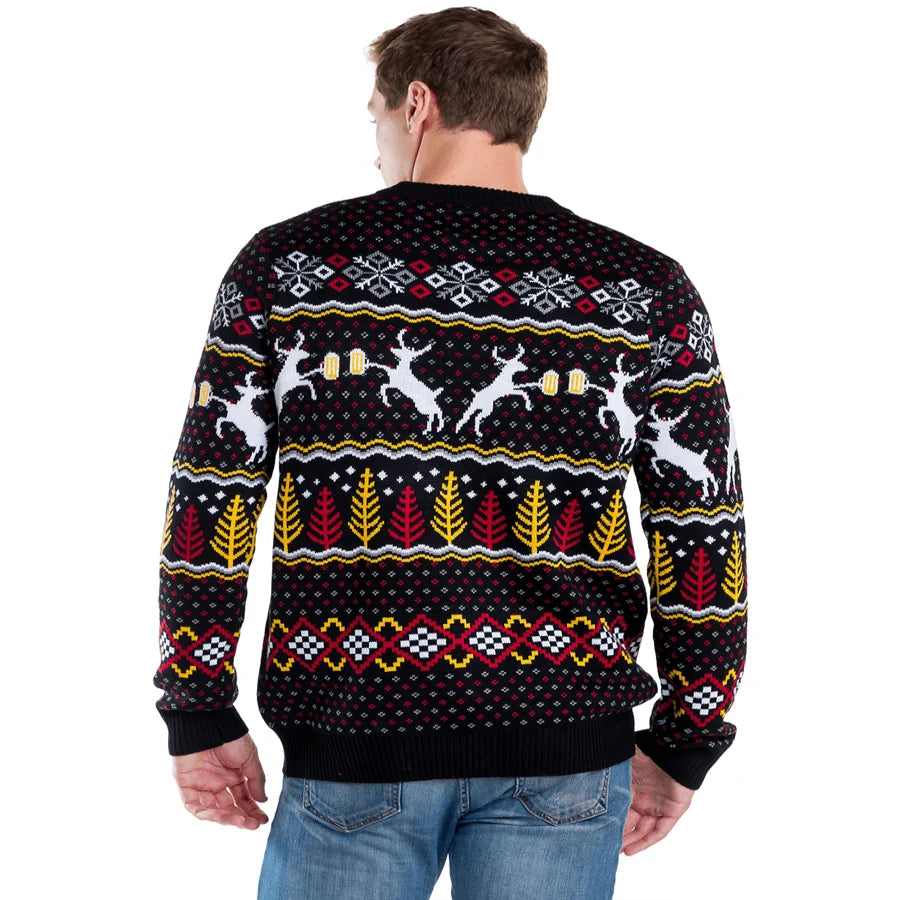 Men's Christmas Sweater Retro Reindeer Fluffy Acrylic Knit